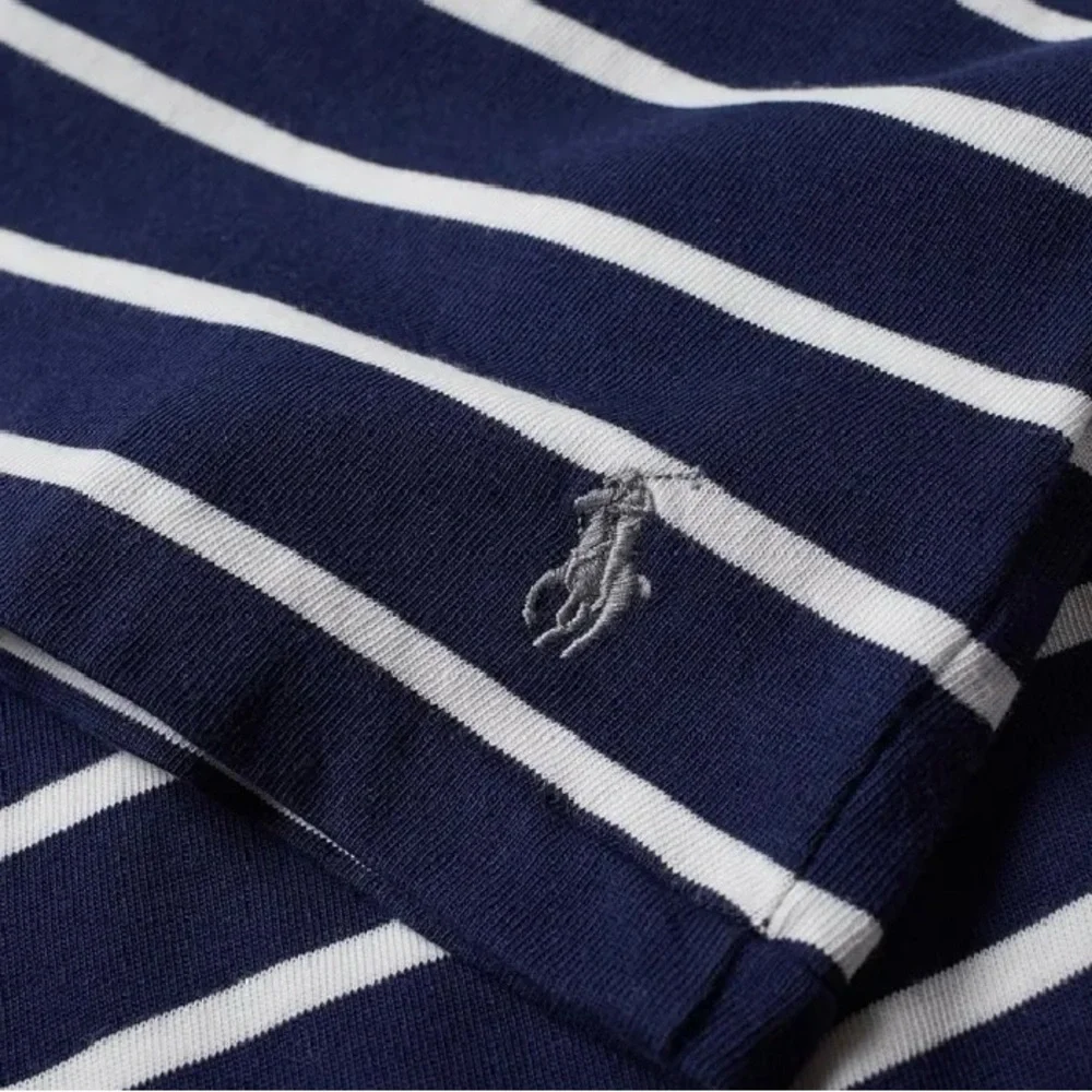 Polo Ralph Lauren Men’s XL French Navy/Nevis Pinstripe Long Sleeve Breton‎ Shirt